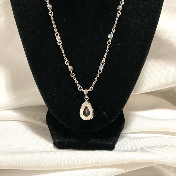 Ocean Blue Teardrop Glass Pendant Necklace - Picture 4 of 5